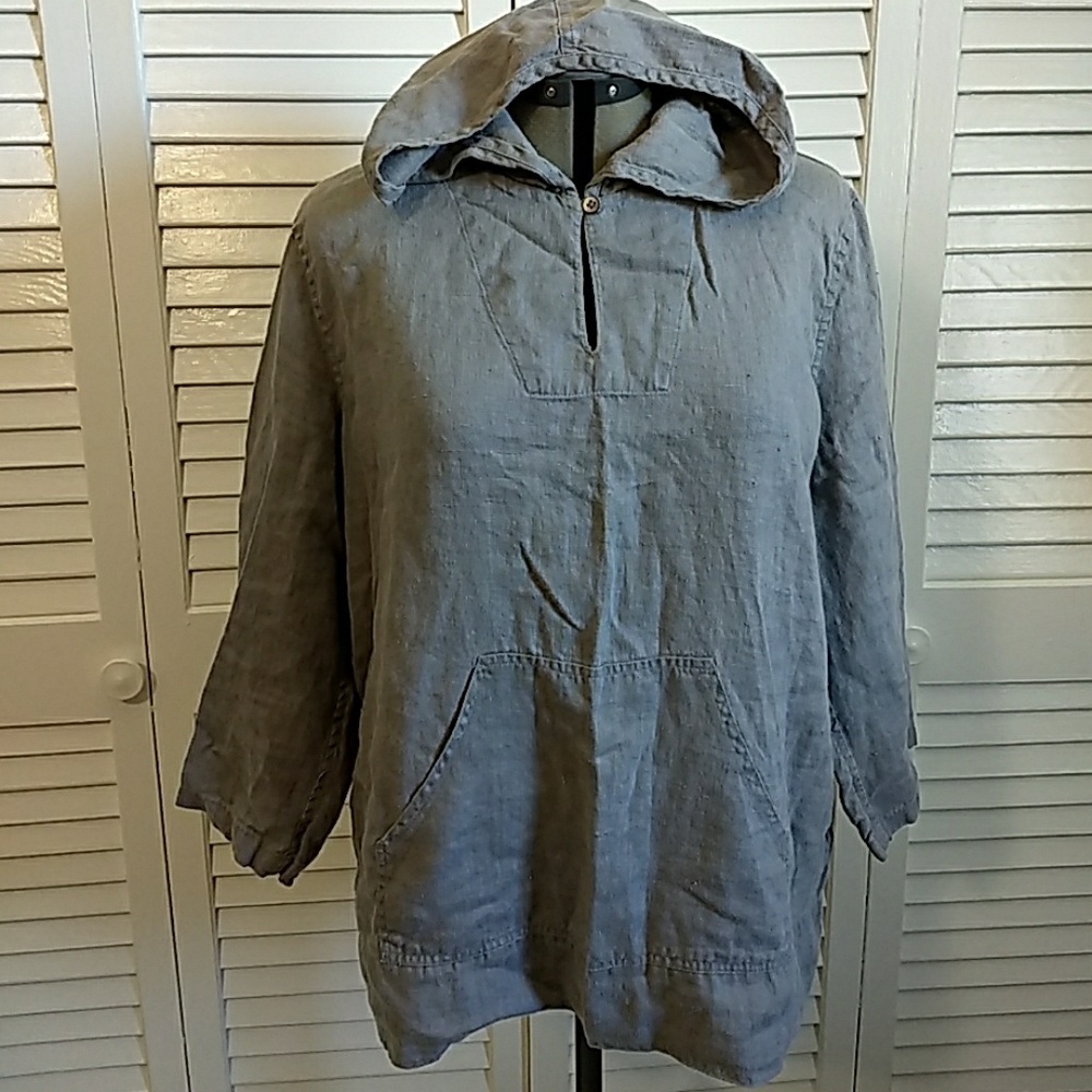 Gray linen hoodie